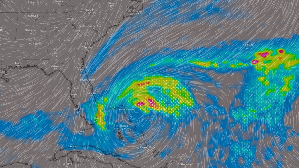 Map of US East Coast showing winter storm weather patterns