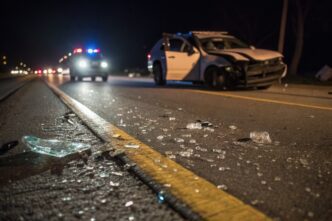 Scene of traffic accidents involving a rollover crash in Dallas