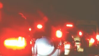 Traffic accidents scene related to fatal Stockton pedestrian collision.