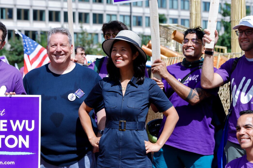 Boston Mayor Michelle Wu leads a downtown rally and march on Labor Day against Trump Administration policies.