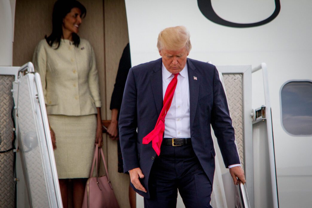 US President Donald Trump disembarks Air Force One, photographed by Michael Candelori.
