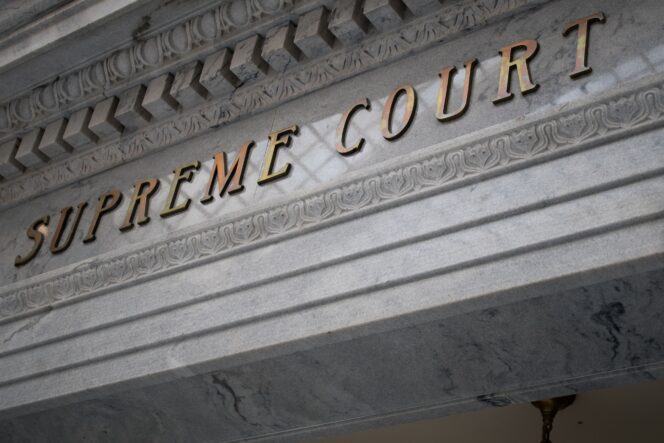 Utah Supreme Court sign inside Utah State Capitol, Salt Lake City.