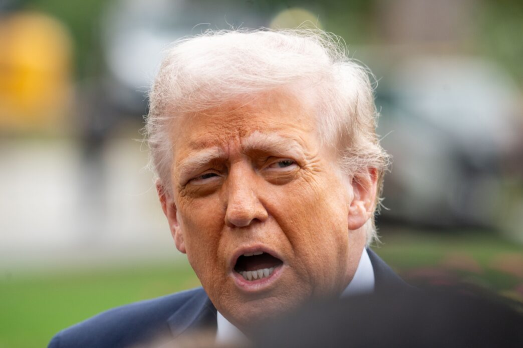 President Donald Trump speaks with media at the White House on September 16, 2025, in Washington, D.C.