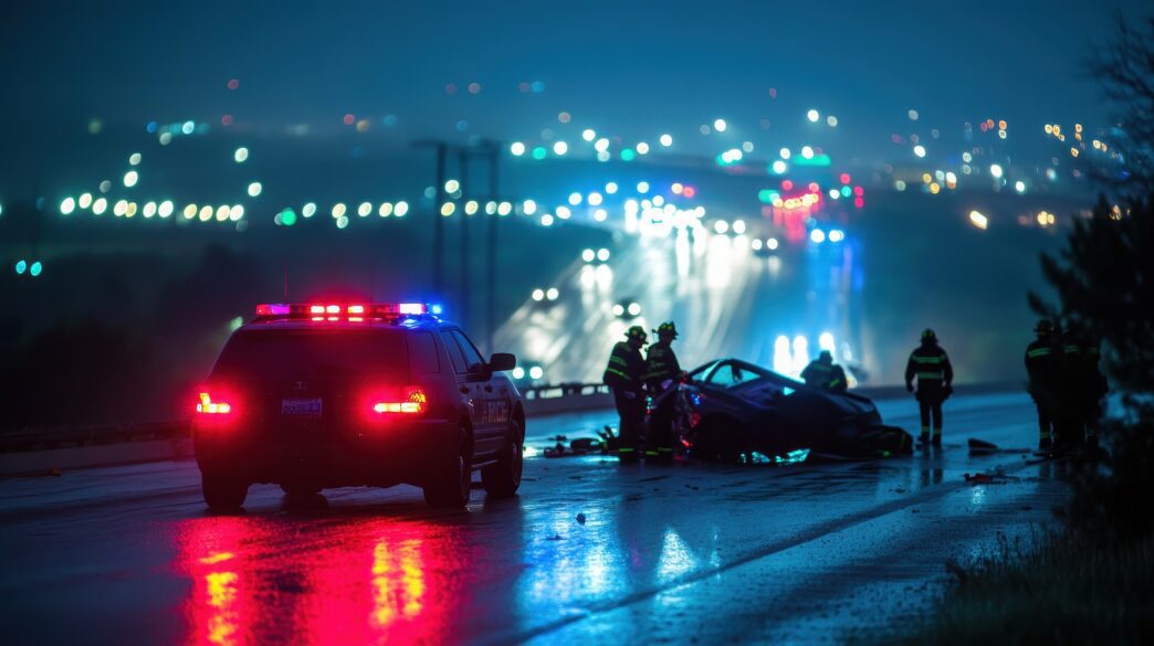 Scene of a traffic accident and collision in Pasco area