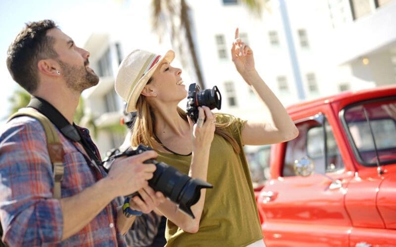 Tourists taking pictures in Miami