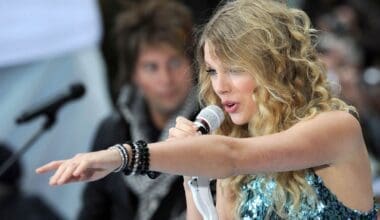 Taylor Swift on stage for the NBC Today Show concert, Rockefeller Plaza, New York