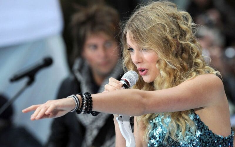 Taylor Swift on stage for the NBC Today Show concert, Rockefeller Plaza, New York