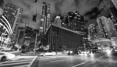 Traffic in Downtown at night