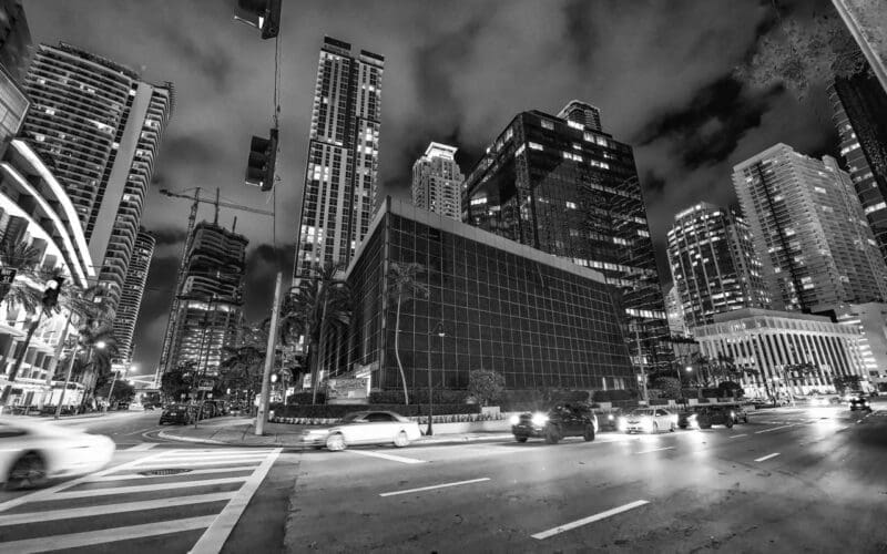 Traffic in Downtown at night