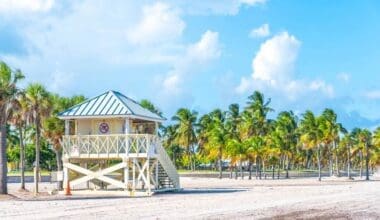 Lifeguard tower at Crandon Park beach in Key Biscayne