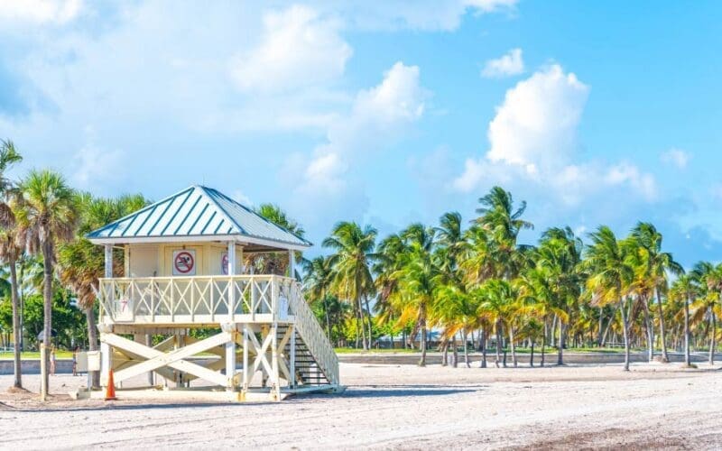 Lifeguard tower at Crandon Park beach in Key Biscayne