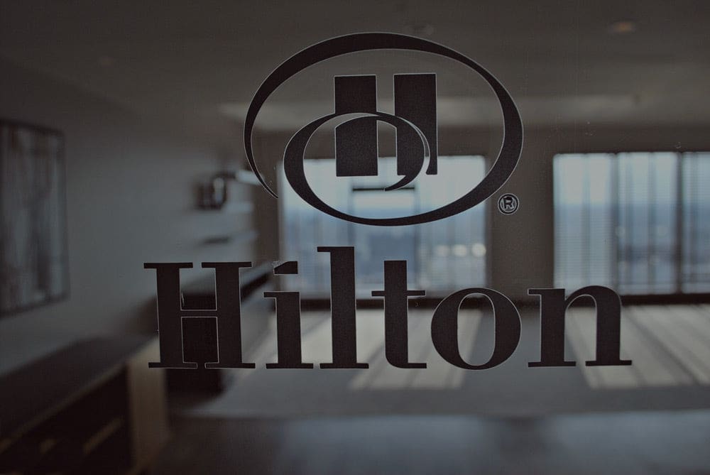 Glass door at hotel Hilton