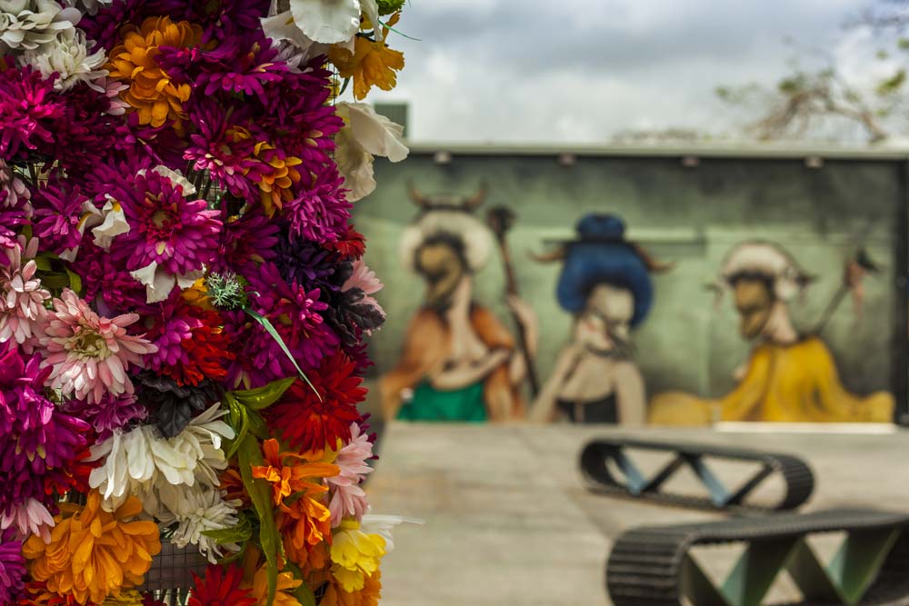 Floral decoration and murals in Wynwood Miami